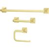 Pfister Bruxie BTBBIE3BG - Set di 3 accessori da bagno con barra portasciugamani, anello portasciugamani e porta carta igienica, montaggio a parete, finitura oro spazzolato