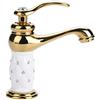 Raguso Rubinetto dell'Acqua Miscelatore in Ottone Massiccio Rubinetto dell'Acqua Fredda/Calda per Lavabo Lavello Bagno Camera da Letto Moderna Maniglia Singola con Diamante(Oro)