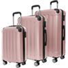 TRVLMORE Set Valigie Rigide - Valigia da Stiva - Set Valige - Valigia da Viaggio - Set Valigie Set Trolley - Set 3 Valigie - Tris Valigie - Rosa