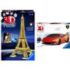 Ravensburger Puzzle 3D, Torre Eiffel in Edizione Speciale Notte con LED, Età Consigliata 10+ & Puzzle 3D, Lamborghini Huracán Evo, Età Consigliata 8+, 108 Pezzi Misura 25 x 12 x 7 cm