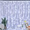 Vicloon Tenda Luci LED, 3X3M 300 LED Natale Tenda Luminosa Impermeabile, con 8 modalità, Telecomando e USB, per Natale, Camera da Letto, Giardino, Bianco Freddo