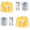 Gresonic 2 pezzi 10 m 100 LED catena luminosa interna batteria 12 modalità timer filo d'argento micro catena luminosa IP44 impermeabile bianco caldo con telecomando per esterni giardino matrimonio