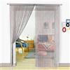 HSYLYM, tenda con frange in perline, da usare come divisore o come decorazione per la casa, Poliestere, Grigio, 90x200cm