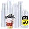 Zuvo Bicchieri in plastica per frullati, con coperchio a cupola, 350 ml, confezione da 50, bicchieri in plastica trasparente resistenti per frappè, frullati, caffè freddo, slusly e bubble tea - 100%
