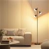 SIBRILLE Lampada da Terra Salotto, 36W 3000lm Piantana Lampada da Terra Dimmerabile Moderna 3 Luci con Telecomando, 3000K-6500K Lampade da Terra Lettura per Soggiorno, Camera da letto, Ufficio, Hotel