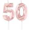 mciskin Candele per 50° compleanno,3D numero 50 per torta,decorazioni per il 50° compleanno delle ragazze, oro rosa,50 candele decorazione per torta per ragazze lei feste di compleanno, decorazioni