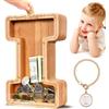 summidate Salvadanaio Bimbi Personalizzato Legno con Nome Inciso Laser A-Z | Salvadanaio Lettera A-Z, Porta Monete Educativo per Bambini e Bambine, Regalo Compleanno Battesimo Nascita Decorazione Camera