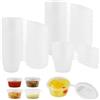 EASYKEENECOM 100 Pezzi Piccoli Bicchieri da Salsa con Cerniera in Plastica, 25ml Scatola per Salsa Chutney Trasparente, Mini Tazze Rotondi con Coperchio per Conservare Condimento Ingredienti e Piccoli Oggetti (1oz