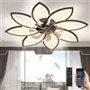 Revneey Ventilatore Da Soffitto LED Con Illuminazione Lampada A Sospensione Dimmerabile 66W Con Ventilatore,Ventilatore Da Soffitto Reversibile Con Luce,Per Soggiorno Camera Da Letto Schwarz,8 Köpfe 90x15cm