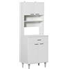 HOMCOM Credenza Alta da Cucina, Madia Classica Bianca in Legno con 2 Armadietti e 1 Mensola, Bianco, 60x40x160cm