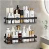 Bailtouk Mensola Doccia Senza Foratura, 2 Pezzi Porta Sapone per Doccia, Porta Shampoo Doccia in Alluminio Portas Bagnoschiuma da Doccia Antiruggine Essenziale per il Bagno, Cucina, 30,5×13×5,5cm (A Nero）