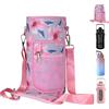 tp TRADEPROVIDER TradeProvider® - Borsa porta bottiglia d'acqua potabile da 2 litri, con tracolla regolabile, tasche e portachiavi, rosa con motivo floreale