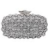 Boutique De FGG Teschio Cristallo Pochette Clutch Donne Strass Borse da Sera Cranio Halloween Borsa per Party Festa,Mini,Argento