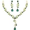 Clearine Matrimonio Sposa Foglia Goccia Cristalli Collana Orecchini Set Gioielli Filigrana Smeraldo Colore Nero-Fondo