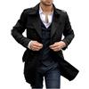 MaNMaNing Cappotto Uomo Lungo Nuovo cappotto da uomo primaverile e autunnale nel lungo trench casual doppiopetto (Black, XXL)