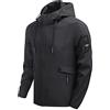 Generisch Giacche da uomo Giacche di mezza stagione, casual, solido con cappuccio con cerniera, per uomo, cappotto a maniche lunghe, giacca impermeabile per giacche sportive basic da uomo, Nero , XL