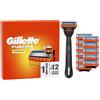 Gillette Fusion 5 Power Rasoio Barba, 1 Rasoio Gillette + 12 Lamette Di Ricambio, Con Striscia Lubrificante Più Grande Per Una Morbida Scorrevolezza E 5 Lame Per Una Rasatura Profonda E Duratura