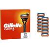 Gillette Fusion 5, 12 Lamette di Ricambio per Rasoio Gillette Fusion5, Con Striscia Lubrificante per una Scorrevolezza Fluida e 6 Lame per una Rasatura Profonda e Duratura, Lama Barba Uomo