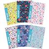BM BeMore FLOR Maxi quaderni a quadretti 4mm in formato A4 senza margine - Set da 10 pezzi con copertine floreali con glitter - 96 pagine, carta da 100g, ideali per scuole medie e superiori