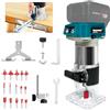 byczone Fresa a batteria compatibile con batteria Makita da 18 V, 30000 giri/min, set fresatrice per bordi a 6 velocità, 800 W, fresa manuale portatile con 15 frese da 1/4 (senza batteria)