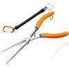 LEONTOOL Pinze ad ago con becco extra lungo da 17,8 cm, ganasce seghettate, doppia molla a balestra e cordino, sottili, per la creazione di gioielli, elettricisti, riparazioni in spazi ristretti