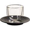 Villeroy & Boch Manufacture Rock Glow - Set di 2 bicchieri da caffè a doppia parete, 60 ml, con piattino ø 12 cm, in vetro termico resistente al calore, vetro borosilicato/porcellana premium, colore
