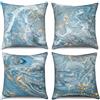 Hnmdmyi Copricuscino marmo 40x40 Set di 4, blu e oro astratto marmo texture inchiostro coperture cuscino decorativo moderno lusso arte lino copertura cuscino per divano giardino all'aperto Home Decor