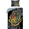 Halantex Harry Potter, set di biancheria da letto, 140 x 200 cm, copripiumino 70 x 90 cm, federa 100% cotone, Ron Hogwarts Hermine Ravenclaw Hufflepuff