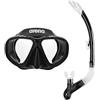 arena Kit da Snorkeling Premium Bambino Unisex, Set Maschera e Boccaglio, Doppia Lente Nitida Ideale per Mare e Piscina, Regolazione di Precisione con Fibbia, Nero