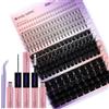 WENDY LASHES Kit Ciglia Extension 4 Stili, Ciglia Finte Ciuffetti 100D+200D+7D E Inferiori Manga Ciglissime Volume Lash Clusters Naturale 0,07 12-18 Millimetri Con Colla Pinzette Ciglia E Pennello(4SX-100D+200D)