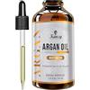 Kanzy Olio di Argan Pressato a freddo Idratante per Capelli, Corpo, Viso, Barba e Cuticole Unghie Argan Oil of Morocco Ricco di Vitamina E nella Bottiglia di Vetro