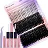 WENDY LASHES Kit Ciglia Extension 4 Stili, Ciglia Finte Ciuffetti 60D+80D+7D E Inferiori Manga Ciglissime Volume Lash Clusters Naturale 0,07 12-18 Millimetri Con Colla Pinzette Ciglia E Pennello(4SX-60D+80D)