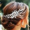Atigy Pettine per capelli da sposa in cristallo opale con strass, per donna (argento)