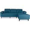 SAMIRA Divano angolare 3 posti con chaise longue destra mod. Washington (Tessuto, Blu petrolio)