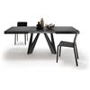 Mobili Fiver, Tavolo Allungabile Romina 140(220) x90 cm, Nero Frassino con Gambe in Ferro Nere, per 6-10 persone, Tavolo Cucina, Soggiorno, Made in Italy