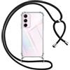 Pnakqil Cover per Samsung Galaxy A35 con Cordino, Trasparente Custodia con Laccio Tracolla Cellulare Girocollo Collana Protettiva per Samsung A35 6.6, Nero