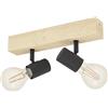 Eglo Lampada da soffitto Townshend 3, plafoniera vintage a due punti luce, dal design industrial, lampada retrò in acciaio e legno, nero, marrone, E27