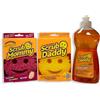 Scrub Daddy & Scrub Mommy Wonder Wash-Up Combo, Confezione doppia di spugna per piatti con detersivo per piatti 500 ml, Pagliette multipack antigraffio per la cucina, Spugne per la pulizia