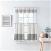 Curtainworks Set di 3 tende da cucina con mantovana, filtraggio della luce, tessuto a righe globali, 28 x 36 cm (larghezza x lunghezza), mantovana 142 x 14 cm, bianco e blu navy a righe