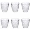 Villa d'Este Home Tivoli 1996 Set 6 bicchieri acqua 330 ml in vetro, superficie lavorata a rilievo, New Castle