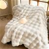 MERRYLIFE Coperta in finta pelliccia di coniglio, lussuosa, spessa, ultra soffice, morbida, decorativa, da usare per divano, letto, viaggi (beige, 127 x 152,4 cm)