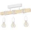 Eglo Plafoniera Townshend, plafoniera vintage a tre punti luce, plafoniera dal design industrial, lampada a sospensione retrò in acciaio e legno, bianco, marrone, E27, certificazione FSC