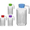 MCM CM 157016 - Caraffa in vetro per acqua, con coperchio colorato, 1,8 litri, multipla