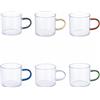 Villa d'Este Home Tivoli 1996 Set 6 tazzine caffè 80 ml in vetro borosilicato, impugnatura color, Good Morning