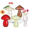 INFTYLE 5 vasi in vetro a forma di fungo, fioriere idroponiche trasparenti, per centrotavola decorativo, decorazione da tavola, casa, festa di nozze (5 colori)