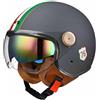 VVPEC Casco Moto 3/4 Casco Moto Aperto Casco Moto Mezzo Casco Omologato DOT/ECE con Doppia Visiera Casco Jet Vespa Stile Vintage Retrò Per Bambini Giovani Uomini Donne(Color:33,Size:L(59~60CM))