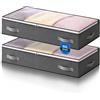 AIOR 2 Pezzi 60L Contenitori Sottoletto Organizzatore letto, Salvaspazio Contenitore Sottoletto Pieghevole con Finestra Trasparente, Organizer per Piumoni, Lenzuola, Vestiti, 80x50x15cm