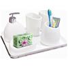 Qivine Set Bagno Accessori Completo in Ceramica, 6 Pezzi Set Accessori Bagno Moderno Include Dispenser di Sapone, Portaspazzolino, Coppetta per Collutorio, Scatola per Sapone e Vassoio, Bianco