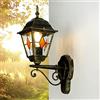 Licht-Erlebnisse Applique vintage Salzburg elegante effetto ferro battuto oro anticato in stile Tiffany E27 H:40cm luce da esterno ideale per giardino terrazzo viale