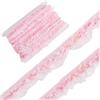 GORGECRAFT 11 m di Pizzo in Chiffon Plissettato Rosa con Paillettes, Elastico, in Organza, Nastro da 3cm, con Balze Arricciate, Elastico, per Cucire, Confezioni Regalo, Artigianato in Stoffa